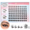 Manga Self Adhesive Eyelashes Natural Look 8-14MM Wispy Pre Glued Eyelashes Clusters Anime Press on Lashes Clusters Reusable Self Adhesive Lash Clusters with Spiky