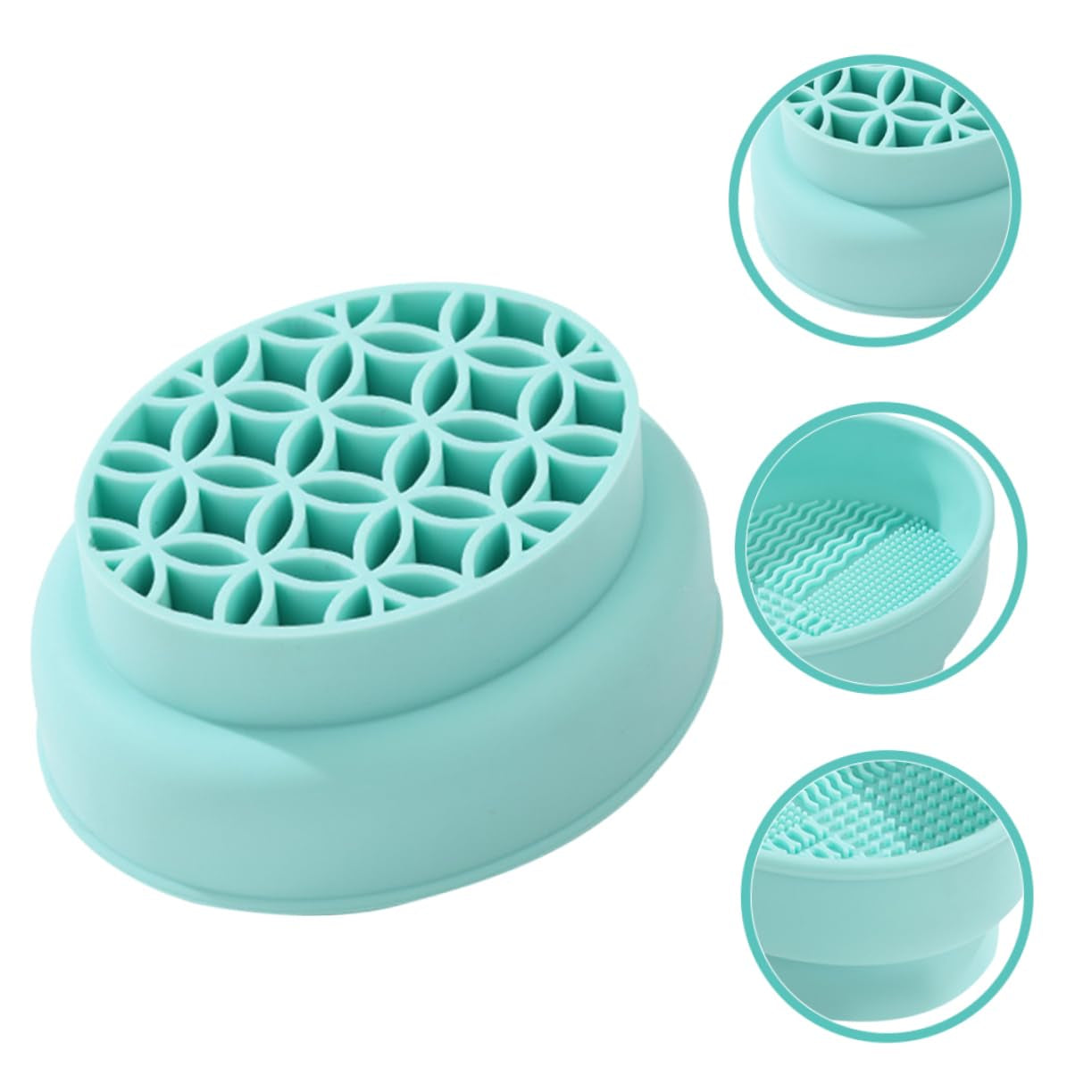 Makeup Brush Cleaner Bowl for Women Makeup Brush Storage Stand Powder Puff Cleaner Mat Cosmetic Brush Organizer Brush Cleaning Pad Make up Brushes Makeup Brush Pad Green