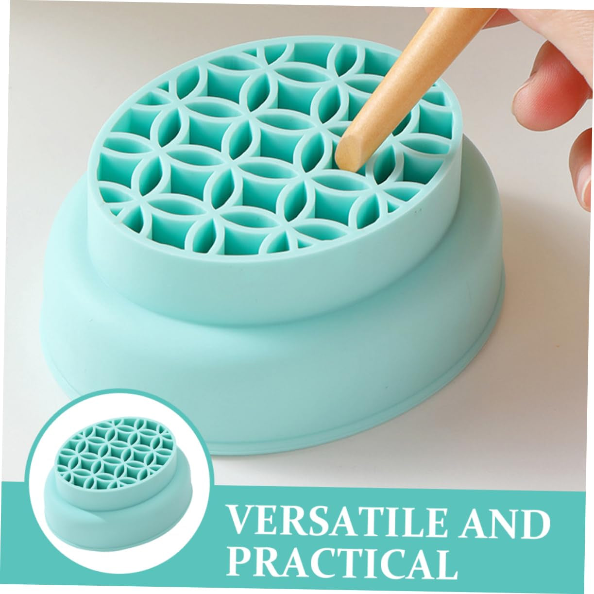 Makeup Brush Cleaner Bowl for Women Makeup Brush Storage Stand Powder Puff Cleaner Mat Cosmetic Brush Organizer Brush Cleaning Pad Make up Brushes Makeup Brush Pad Green