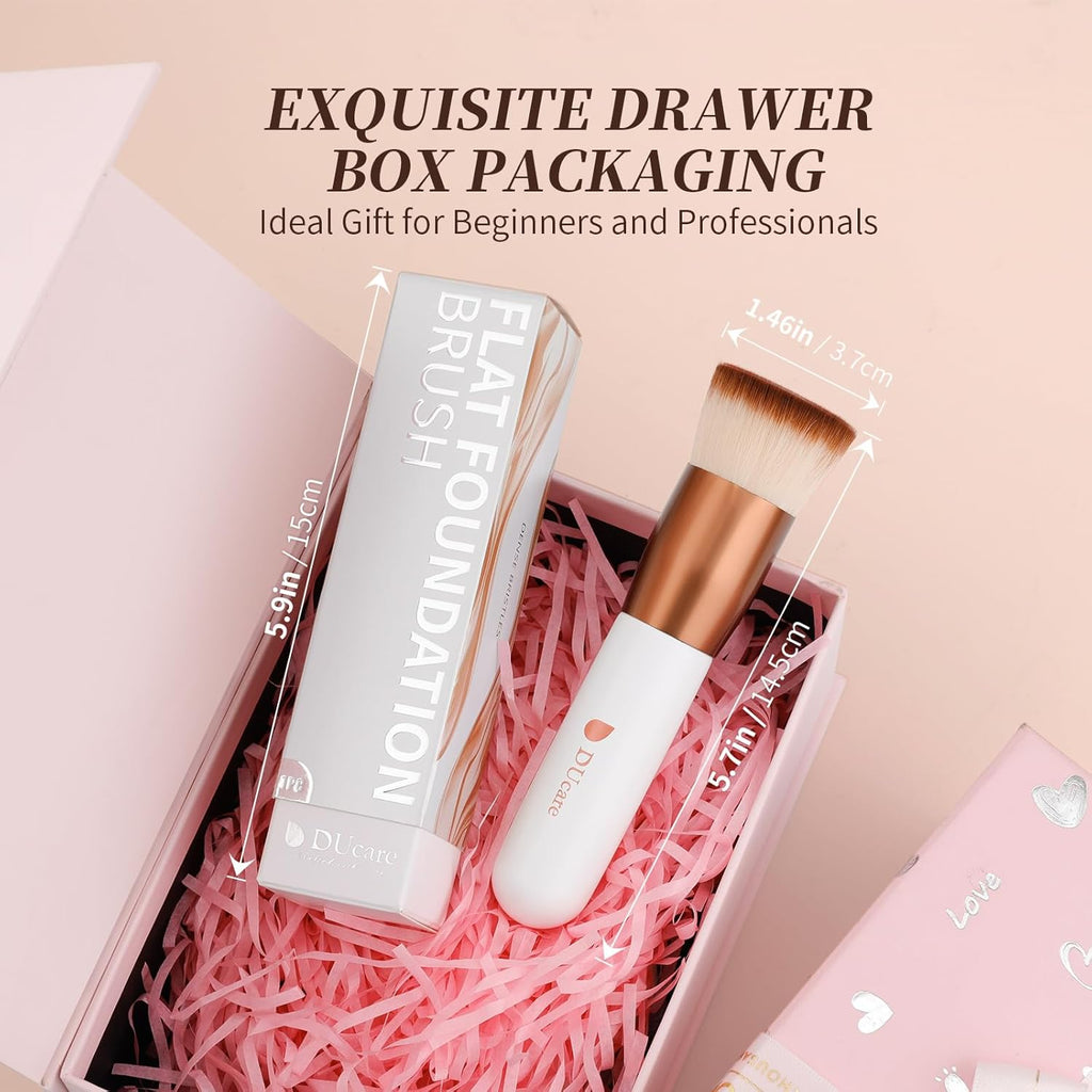 Foundation Brush,Flat Top Kabuki Brush Synthetic Professional Makeup Brush Liquid Blending Mineral Powder Buffing Stippling Makeup Tools, Rose Golden/White