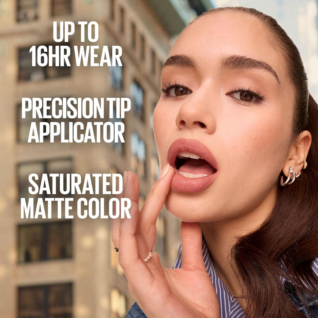 Super Stay Matte Ink Liquid Lipstick Makeup, Long Lasting High Impact Color, up to 16H Wear, Exhilarator, Ruby Red, 1 Count